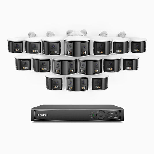 ANNKE FDH800 - 16 Channel PoE Security System with 16 X 8MP UHD Dual Lens Cameras, 180° Panoramic View