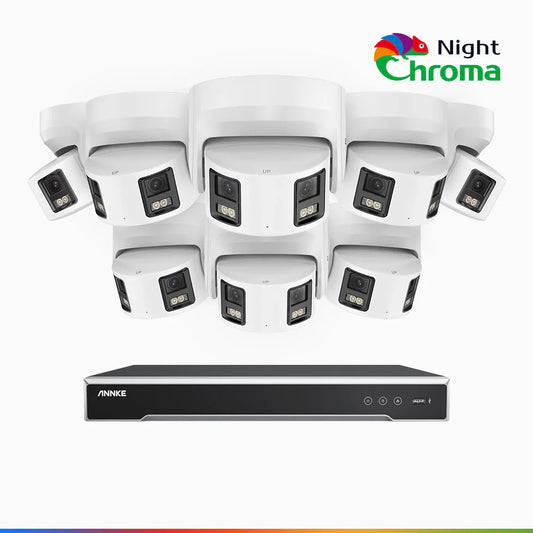 ANNKE NightChromaTM NDK800 – 4K 8 Channel 8 Panoramic Dual Lens Camera PoE Security System, f/1.0 Super Aperture