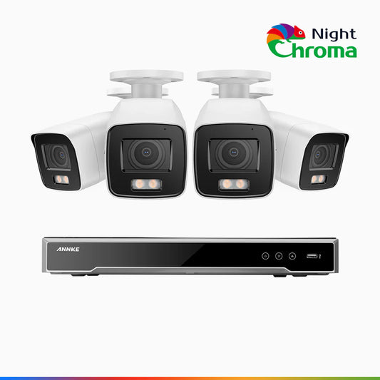 Annke NightChromaTM NCK800 – 4K 8 Channel 4 Cameras PoE Security System, f/1.0 Super Aperture, Color Night Vision, 2CH 4K