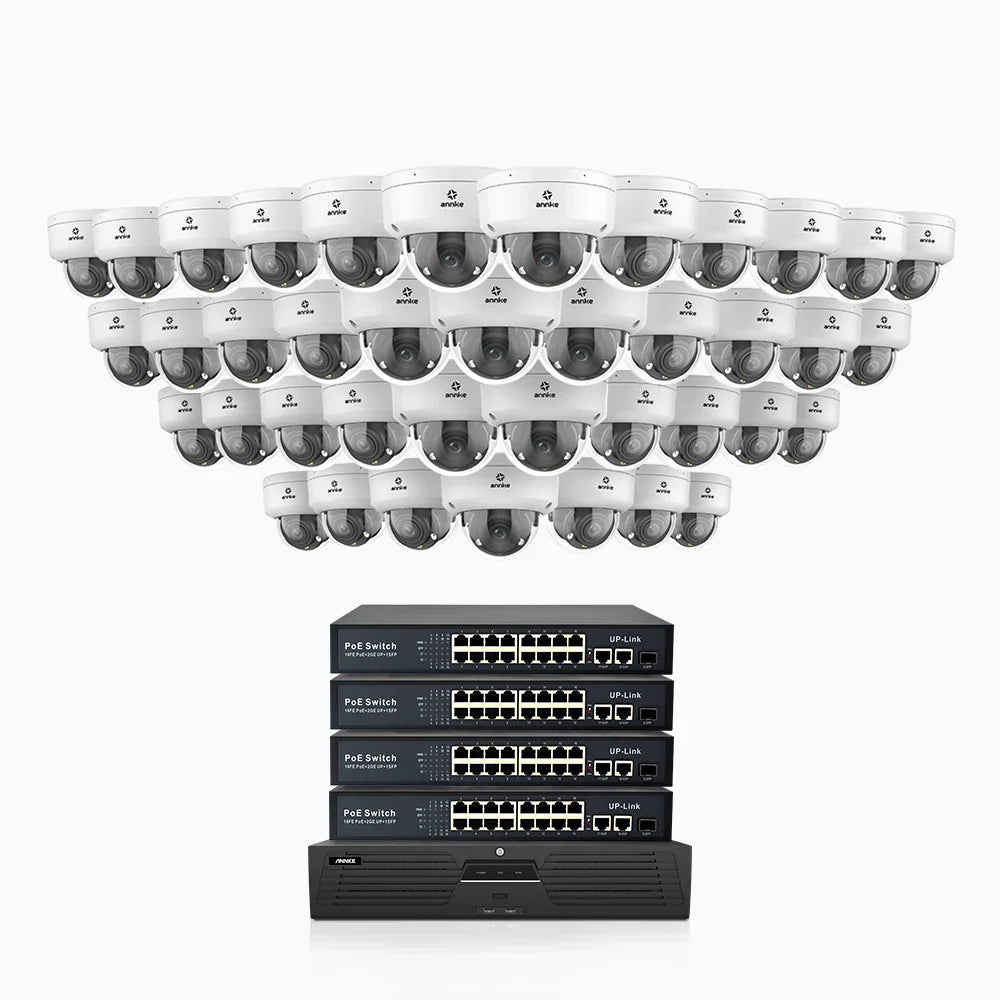 ANNKE HZ804 - 4K 64 Channel 40 Cameras PoE Security System, 4X Optical Zoom, 2.8 - 12 MM Motorized Varifocal Lens, Smart Dual Light Night Vision, Motion Detection 2.0, Built-in Microphone, Siren & Strobe Alarm, Upgraded Version