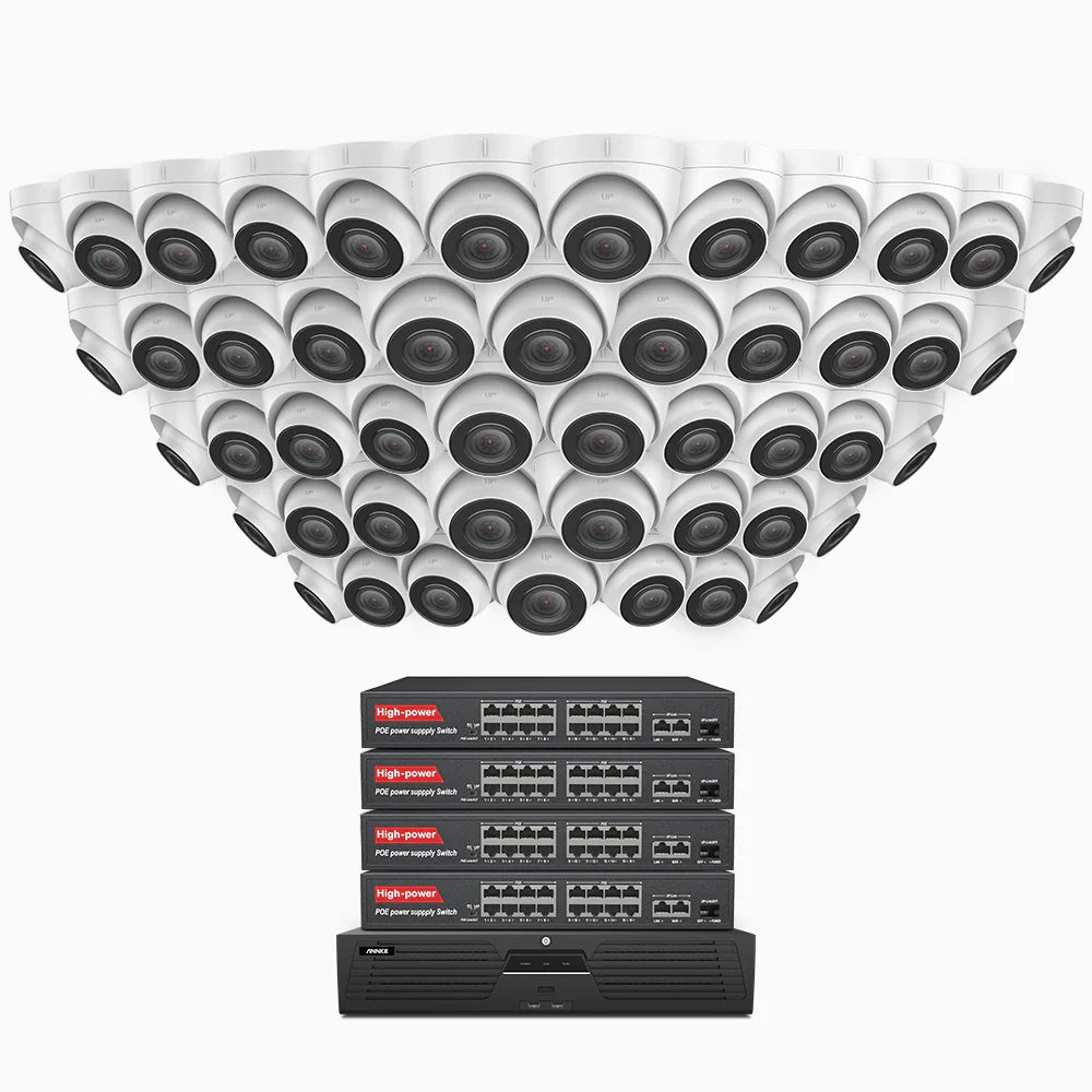 ANNKE H500 - 3K 64 Channel 48 Cameras PoE Security System, EXIR 2.0 Night Vision, Built-in Mic & SD Card Slot, Works with Alexa, 16-Port PoE Switch Included ,IP67 Waterproof, RTSP Supported