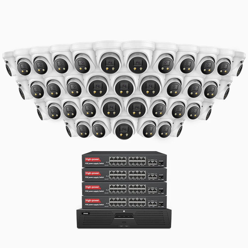 ANNKE H800X - 4K 64 Channel 40 Cameras PoE Security System, 1/1.8'' BSI Sensor, f/1.6 Aperture (0.003 Lux), Siren & Strobe Alarm,Two-Way Audio, Human & Vehicle Detection, Perimeter Protection, Works with Alexa, All-Metal Housing