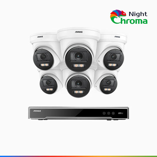 ANNKE NightChromaTM NCK800 – 4K 16 Channel 6 Cameras PoE Security System, f/1.0 Super Aperture, Color Night Vision