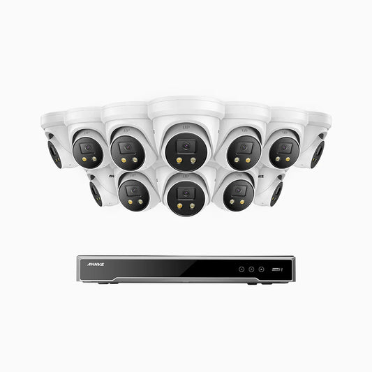 ANNKE H800X - 4K 16 Channel 12 Cameras PoE Security System, 1/1.8'' BSI Sensor, f/1.6 Aperture (0.003 Lux), Siren & Strobe Alarm