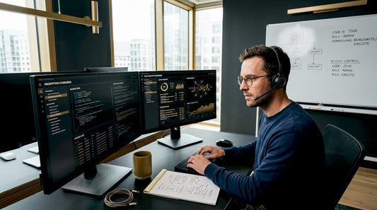 Cybersecurity professional monitoring vault security