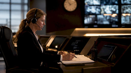 Security operator at monitoring center console