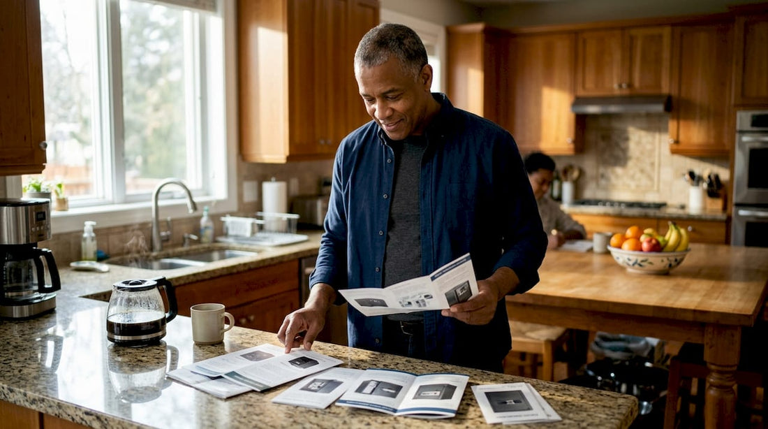 Man reviewing high-security safe catalogs
