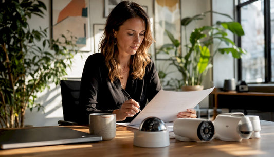 Property manager reviewing security upgrade plan