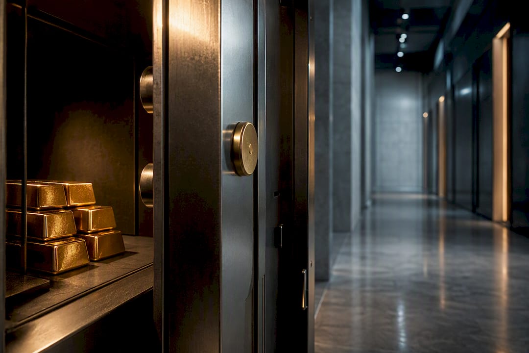 Gold bars inside a private storage vault