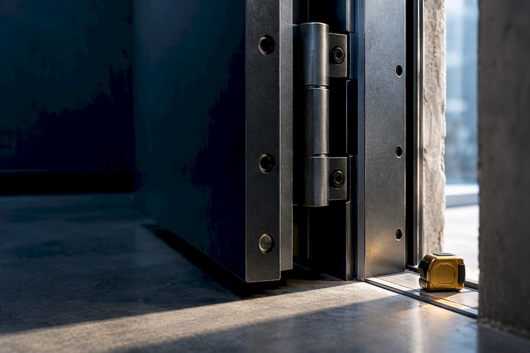 Vault door frame and hinge detail