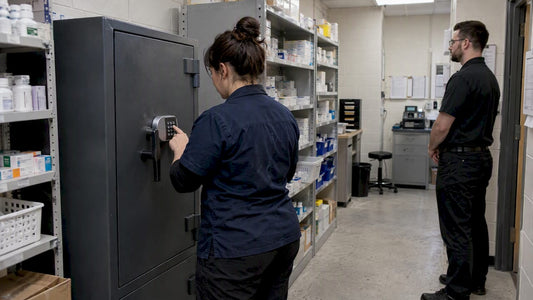 Retail employees using a time-delay safe