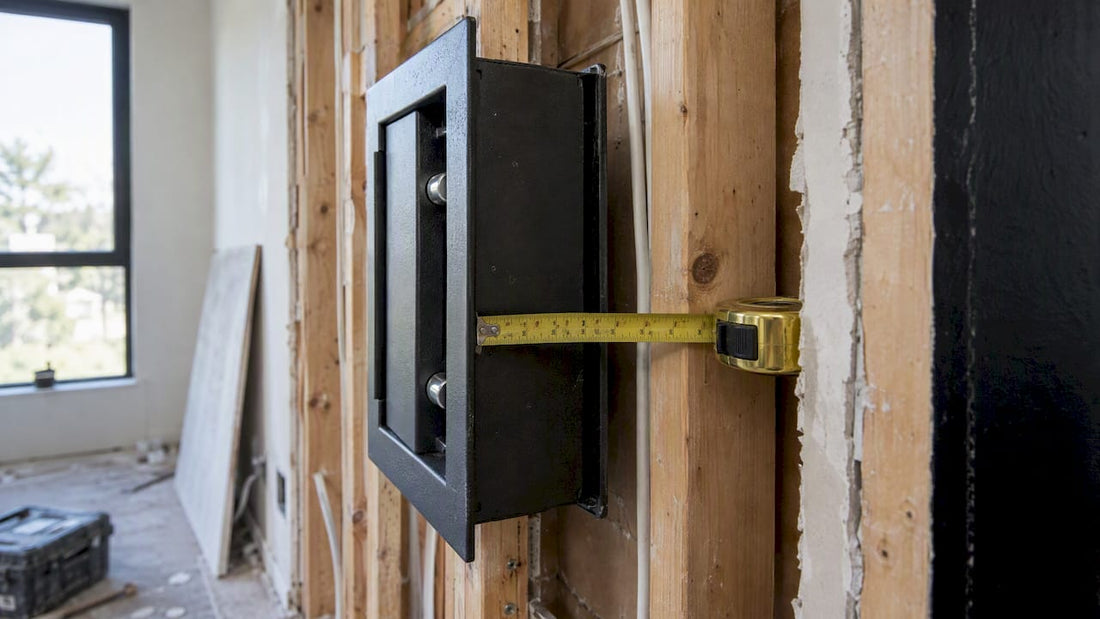 Wall safe fitted between exposed framing studs