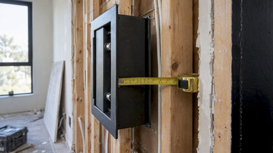 Wall safe fitted between exposed framing studs
