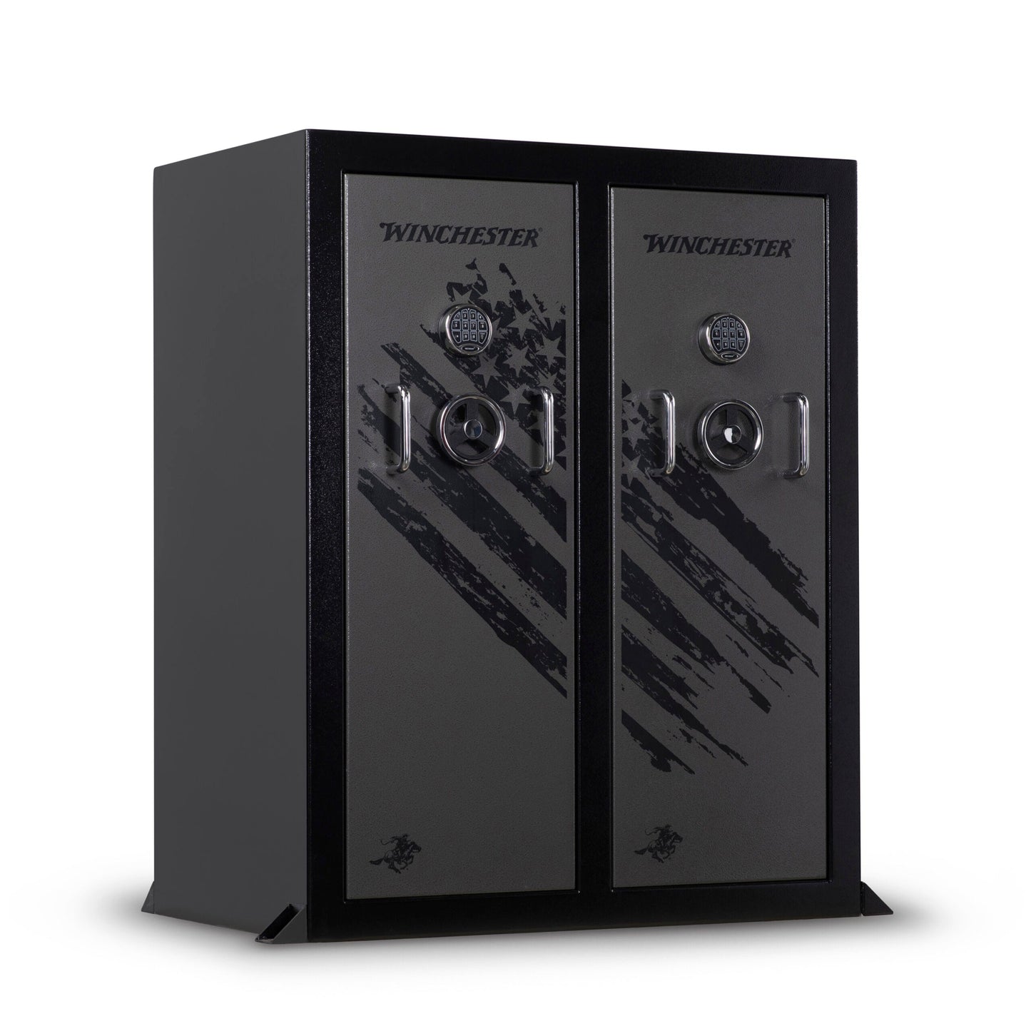 Black Winchester gun safe on a white background