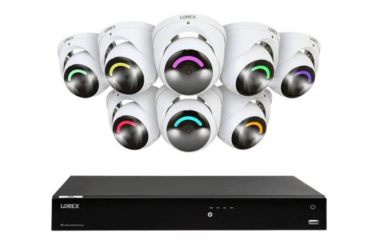 H Series Lorex Fusion Series 4K 16 Camera Capable (Wired or Fusion Wi-Fi) 4TB Wired NVR System with H16 IP Dome Cameras