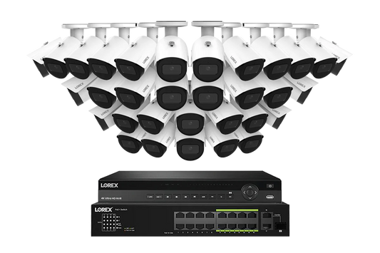 A Series Lorex Elite Series NVR with A4 4MP (2K) IP Bullet Cameras - 4K 32-Channel 8TB Wired System