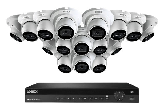 Nocturnal Series Lorex Elite Series NVR with N3 (Nocturnal Series) IP Dome Cameras - 4K 16-Channel 4TB Wired System