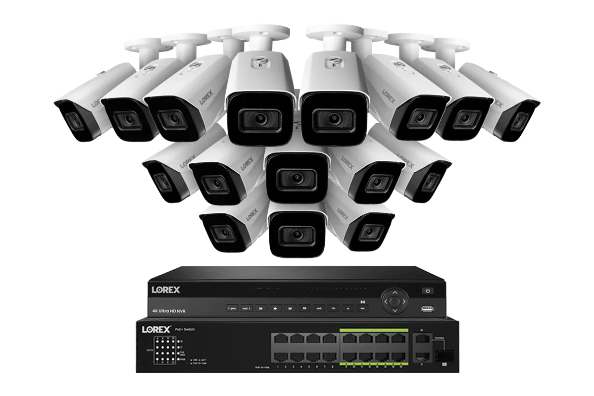 Nocturnal Series Lorex Elite Series NVR with N3 (Nocturnal Series) IP Bullet Cameras - 4K 32-Channel 8TB Wired System