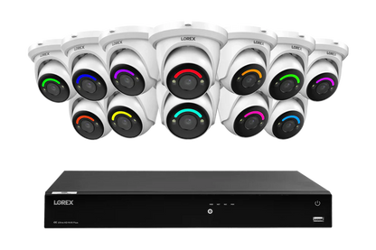 H Series  Lorex Fusion Series 4K 16 Camera Capable (Wired or Fusion Wi-Fi) 4TB Wired NVR System with H12 Wired 4K IP Dome Cameras