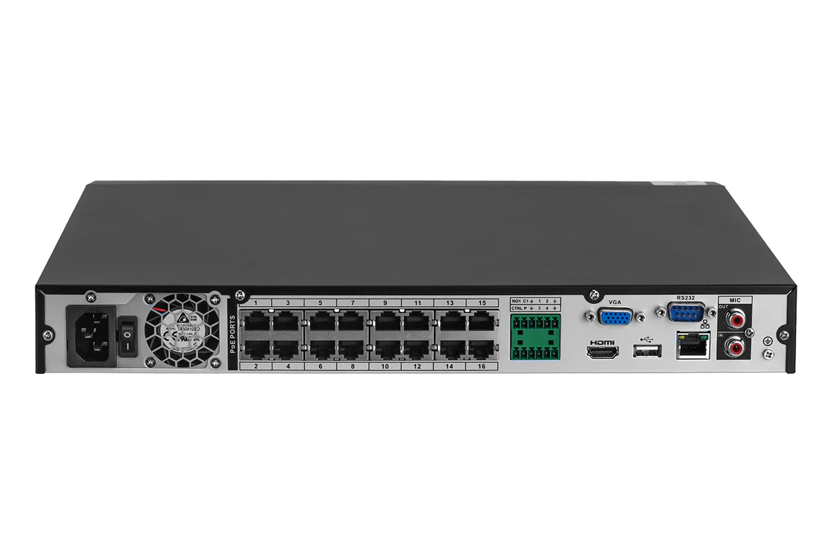 H Series Lorex Fusion Series 4K 16 Camera Capable (Wired or Fusion Wi-Fi) 4TB Wired NVR System with H16 IP Dome Cameras