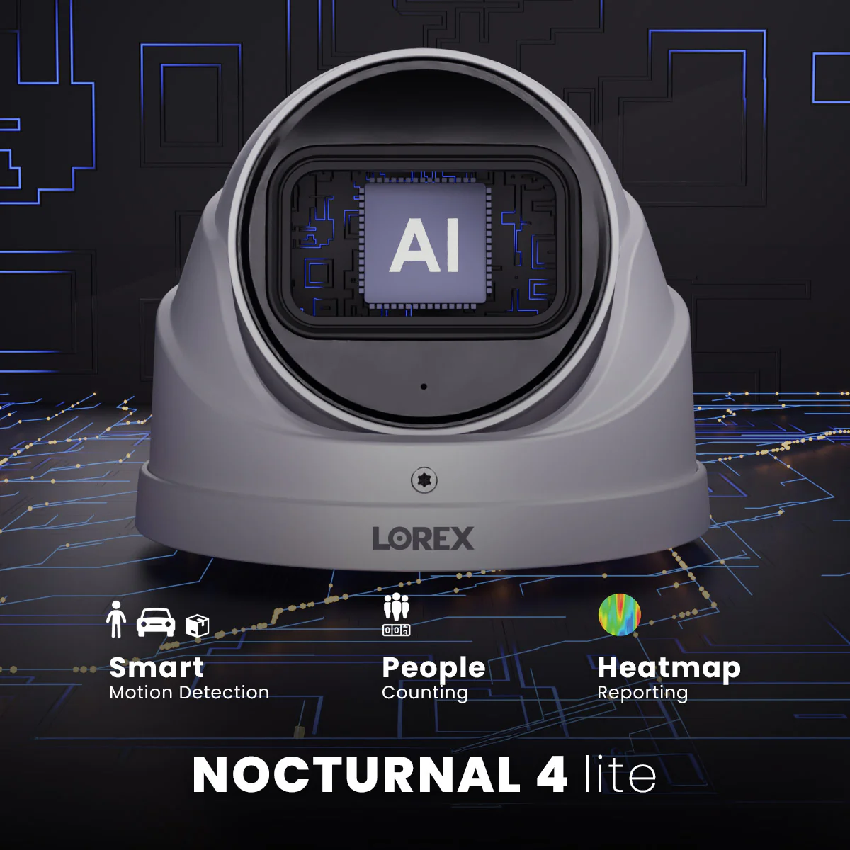 Nocturnal Series Lorex N4 Lite - 32 camera 4K (8MP) IP ePOE Wired Turret Security Camera, Motorized Varifocal Lens, Real-Time 30 FPS Recording, 4X Optical Zoom, Advanced Analytics (Copy) (Copy)