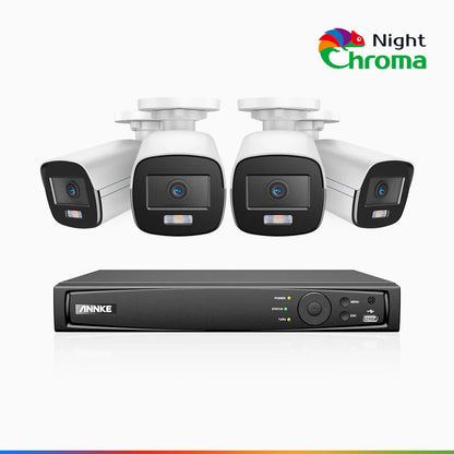 Annke Camera NightChromaTM NCK500 - 3K 8 Channel 4 Cameras PoE Security System, Acme Color Night Vision, f/1.0 Super Aperture, Active Alignment, Built-in Microphone, IP67, All-Metal Housing