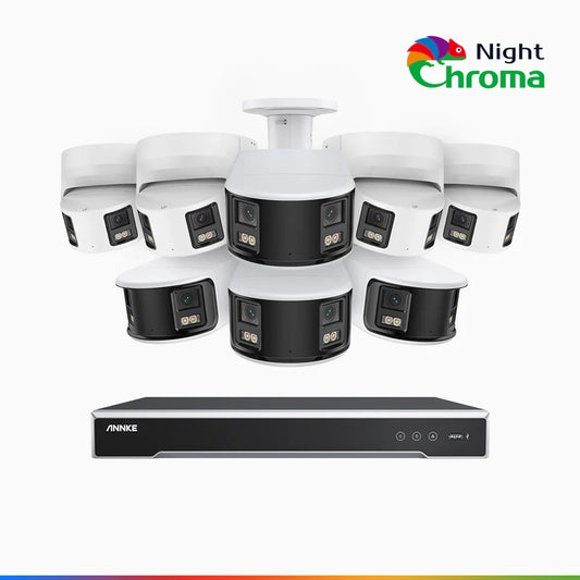 ANNKE NightChromaTM NDK800 – 4K 8 Channel Panoramic Dual Lens PoE Security System with 4 Bullet & 4 Turret Cameras, f/1.0 Super Aperture