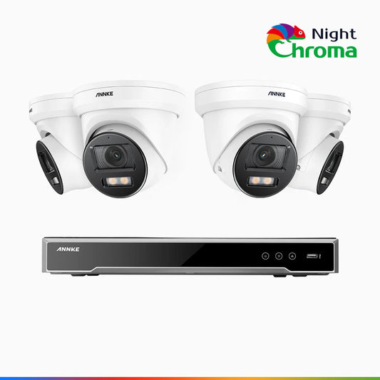 Annke NightChromaTM NCK800 – 4K 8 Channel 4 Cameras PoE Security System, f/1.0 Super Aperture, Color Night Vision, 2CH 4K