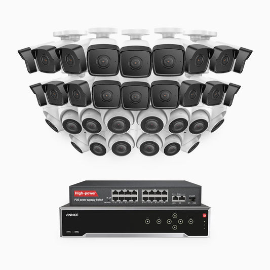 ANNKE H500 - 3K 32 Channel PoE Security System with 18 Bullet & 14 Turret Cameras, EXIR 2.0 Night Vision, Built-in Mic & SD Card Slot, Works with Alexa