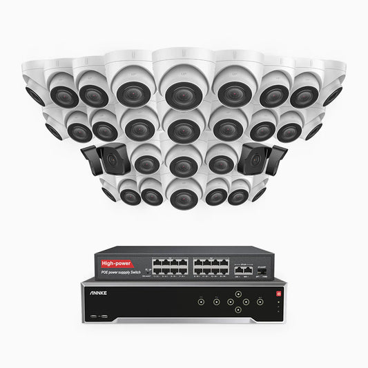 ANNKE H500 - 3K 32 Channel PoE Security System with 4 Bullet & 28 Turret Cameras, EXIR 2.0 Night Vision, Built-in Mic & SD Card Slot, Works with Alexa