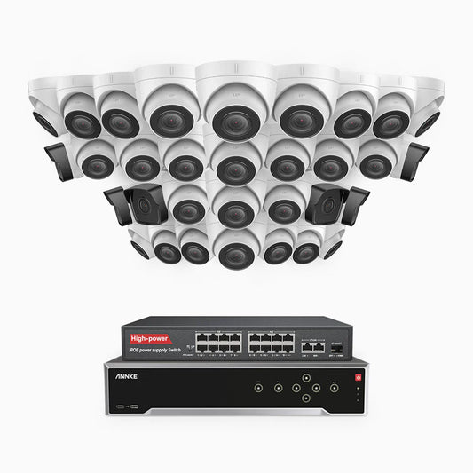 ANNKE H500 - 3K 32 Channel PoE Security System with 6 Bullet & 26 Turret Cameras, EXIR 2.0 Night Vision, Built-in Mic & SD Card Slot, Works with Alexa