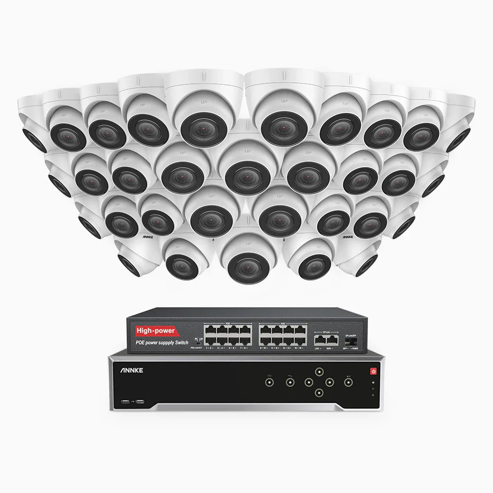 ANNKE H500 - 3K 32 Channel 32 Cameras PoE Security System, Night Vision, Built-in Mic & SD Card