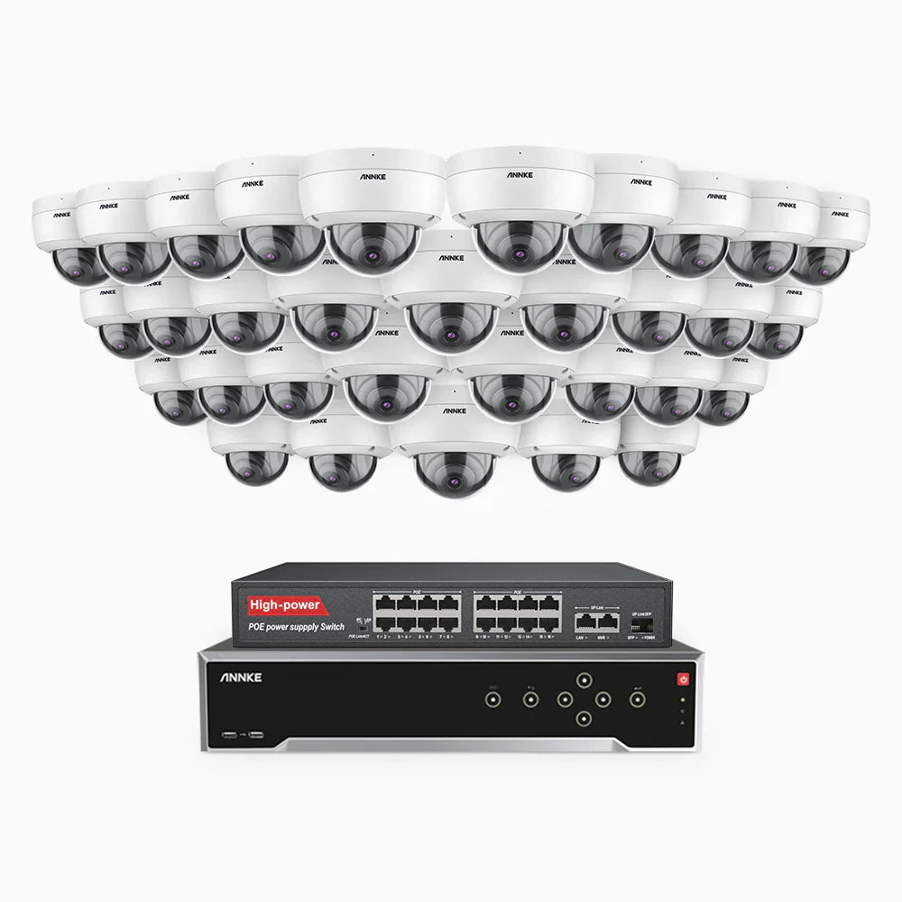 ANNKE H500 - 3K 32 Channel 32 Cameras PoE Security System, Night Vision, Built-in Mic & SD Card
