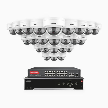 ANNKE H800 - 4K 32 Channel 24 Cameras PoE Security System, Human & Vehicle Detection, Color & IR Night Vision, Built-in Mic, RTSP Supported, 16-Port PoE Switch Included