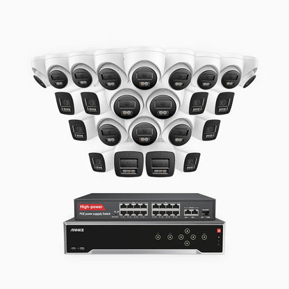 ANNKE H800 - 4K 32 Channel PoE Security System with 10 Bullet & 14 Turret Cameras, Human & Vehicle Detection, Color & IR Night Vision, Built-in Mic, RTSP Supported, 16-Port PoE Switch Included