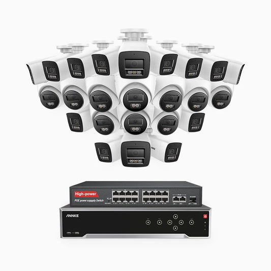 ANNKE H800 - 4K 32 Channel PoE Security System with 14 Bullet & 10 Turret Cameras, Human & Vehicle Detection