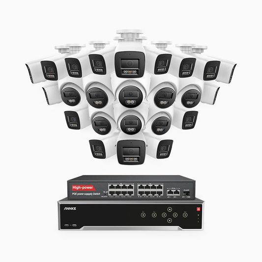 ANNKE H800 - 4K 32 Channel PoE Security System with 16 Bullet & 8 Turret Cameras, Human & Vehicle Detection