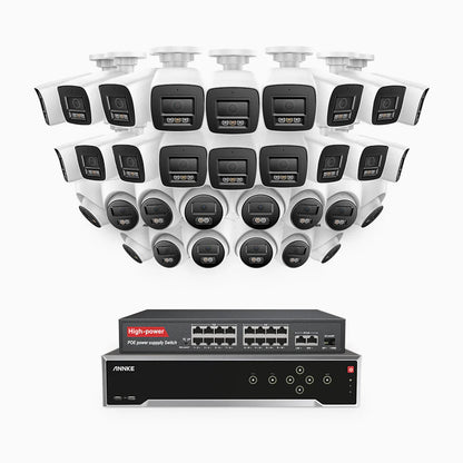 ANNKE H800 - 4K 32 Channel PoE Security System with 18 Bullet & 14 Turret Cameras, Human & Vehicle Detection, Color & IR Night Vision, Built-in Mic, RTSP Supported, 16-Port PoE Switch Included