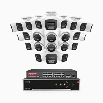 ANNKE H800 - 4K 32 Channel PoE Security System with 18 Bullet & 6 Turret Cameras, Human & Vehicle Detection, Color & IR Night Vision, Built-in Mic, RTSP Supported, 16-Port PoE Switch Included