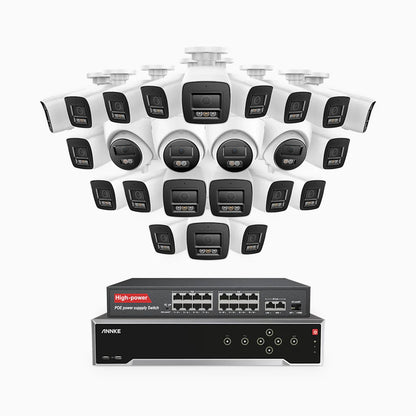 ANNKE H800 - 4K 32 Channel PoE Security System with 20 Bullet & 4 Turret Cameras, Human & Vehicle Detection, Color & IR Night Vision, Built-in Mic, RTSP Supported, 16-Port PoE Switch Included