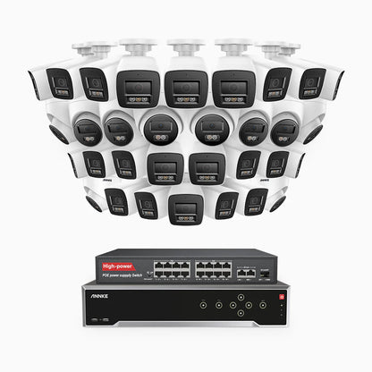 ANNKE H800 - 4K 32 Channel PoE Security System with 22 Bullet & 10 Turret Cameras, Human & Vehicle Detection, Color & IR Night Vision, Built-in Mic, RTSP Supported, 16-Port PoE Switch Included