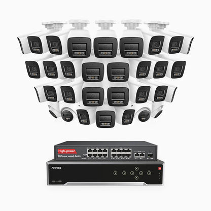 ANNKE H800 - 4K 32 Channel PoE Security System with 28 Bullet & 4 Turret Cameras, Human & Vehicle Detection, Color & IR Night Vision, Built-in Mic, RTSP Supported, 16-Port PoE Switch Included