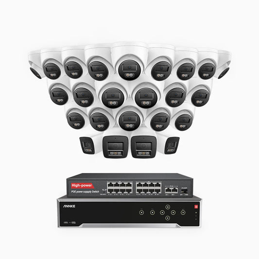 ANNKE H800 - 4K 32 Channel PoE Security System with 4 Bullet & 20 Turret Cameras, Human & Vehicle Detection