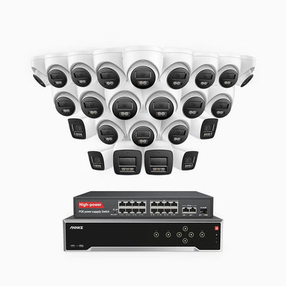 ANNKE H800 - 4K 32 Channel PoE Security System with 6 Bullet & 18 Turret Cameras, Human & Vehicle Detection, Color & IR Night Vision, Built-in Mic, RTSP Supported, 16-Port PoE Switch Included
