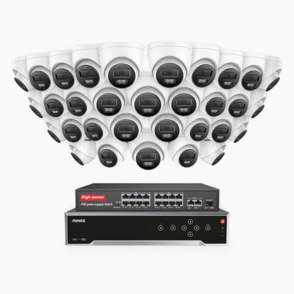 ANNKE H800 - 4K 32 Channel 32 Cameras PoE Security System, Human & Vehicle Detection, Color & IR Night Vision, Built-in Mic, RTSP Supported, 16-Port PoE Switch Included