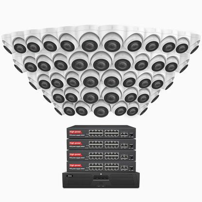 ANNKE H500 - 3K 64 Channel 48 Cameras PoE Security System, EXIR 2.0 Night Vision, Built-in Mic & SD Card Slot, Works with Alexa, 16-Port PoE Switch Included ,IP67 Waterproof, RTSP Supported