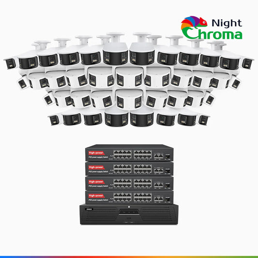 ANNKE NightChromaTM NDK800 – 4K 64 Channel Panoramic Dual Lens PoE Security System with 20 Bullet & 20 Turret Cameras, f/1.0 Super Aperture