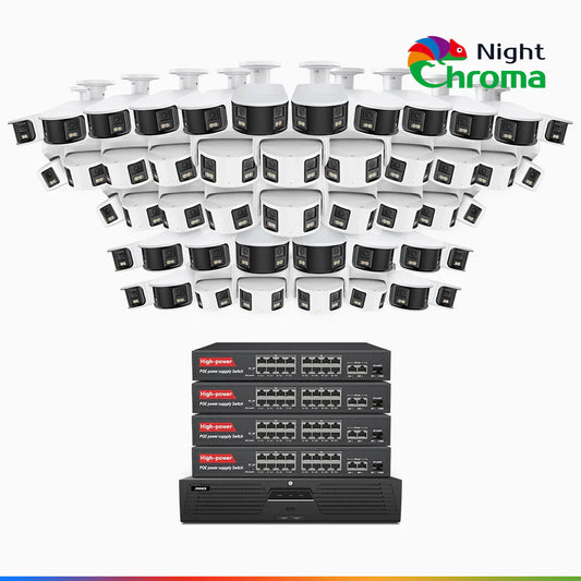 ANNKE NightChromaTM NDK800 – 4K 64 Channel Panoramic Dual Lens PoE Security System with 24 Bullet & 24 Turret Cameras, f/1.0 Super Aperture