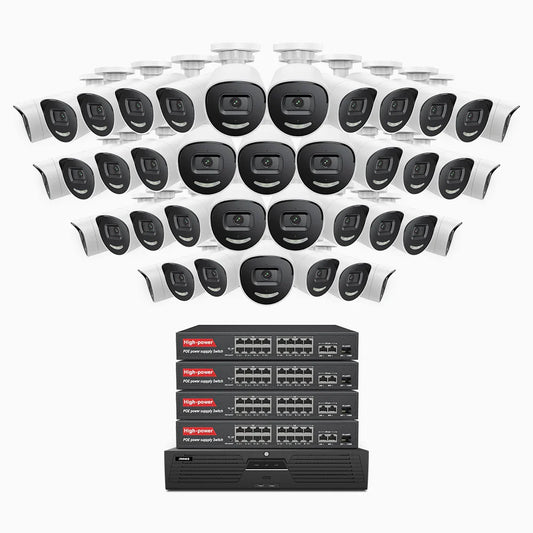 ANNKE H800X - 4K 64 Channel 40 Cameras PoE Security System, 1/1.8'' BSI Sensor, f/1.6 Aperture (0.003 Lux), Siren & Strobe Alarm, Two-Way Audio