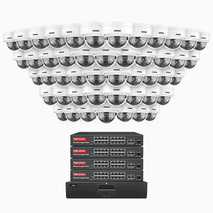ANNKE H1200 - 4K 12MP 64 Channel 48 Cameras PoE Security System, Color & IR Night Vision, Human & Vehicle Detection, H.265+, Built-in Microphone, Max. 512 GB Local Storage, IP67